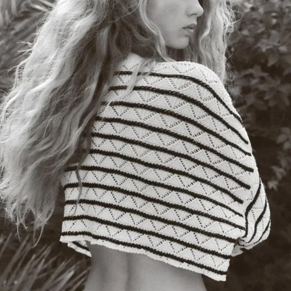 Zara Striped Crochet Top S - Picture 3 of 7